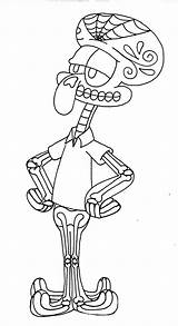 Squidward Coloring Pages Spongebob Skele Yuccaflatsnm Wenchkin Color November sketch template