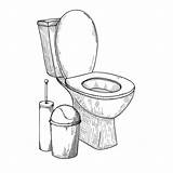 Toilet Drawing Flush Vector Sketch Toiletries Isolated Bowl Other Illustrations Background Clip Stock sketch template