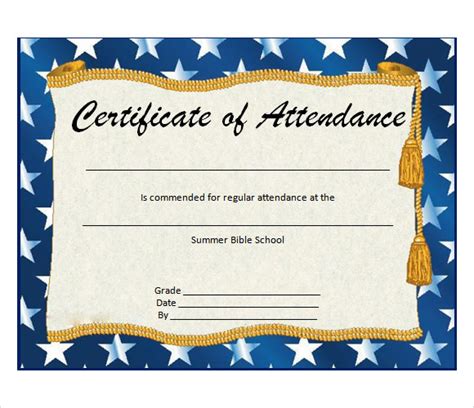 sample attendance certificate templates   sample templates