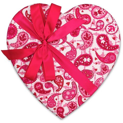 Pink And White Paisley 1 1 2 Lb Wholesale Heart Box With Bow