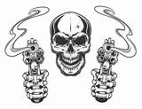 Revolvers Aiming Revolver Skulls sketch template