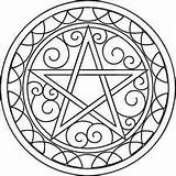 Pentacle Pentagrama Wiccan Pagan Pentagram Mandalas Lua Magia Pyrography Colorear Wicca Artesanato sketch template