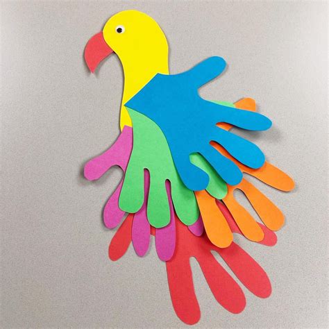 wonderful handprint parrot craft   easy  set   complete