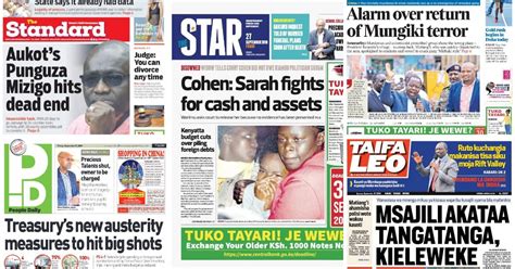 kenyan newspapers review  friday  kiambu politicians claiming ksh  debt emerge  tob