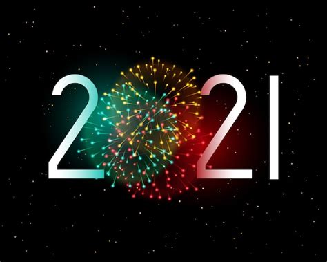 free vector 2021 new year greeting card with fireworks celebration