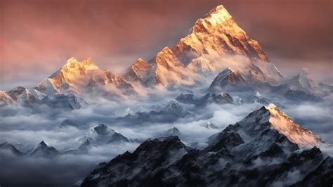 himalayas mount everest   foggy sunset night sagarmatha national park nepal windows
