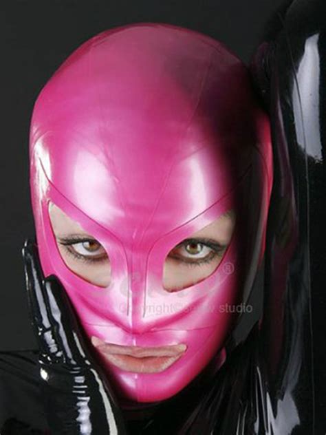 new anatomical latex mask pink rubber fetish latex hoods and masks sexy