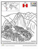 Coloring Picchu Machu Peru Pages Worksheets Education Geography Colouring Hispanic Worksheet Heritage Month Latino Gs Around Color Llama Grade Book sketch template