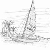 Catamaran Sailboat sketch template