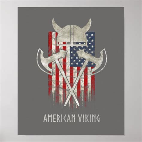 american viking flag distressed helmet ax poster zazzlecom