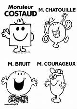 Monsieur Madame Costaud Chatouille Mme Coloriages Courageux Bruit Mr Hargreaves Maternelle sketch template