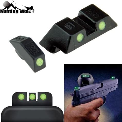 tactical green glow   dark front rear night sight  pistol