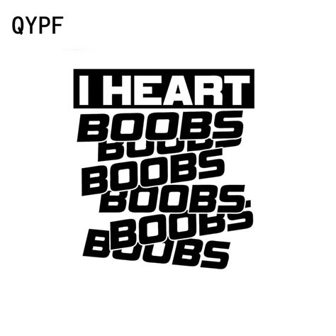 Qypf 14cm 15 5cm Fashion I Heart Boobs Vinyl Decal Car Sticker