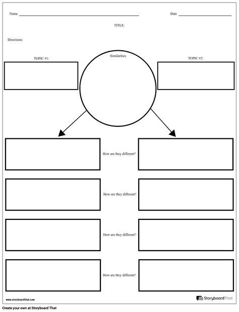 compare contrast chart storyboard  worksheet templates