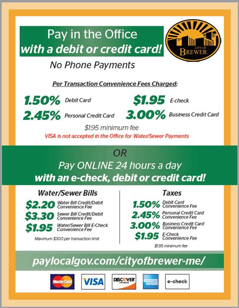 credit card policy fees  city  brewer maine