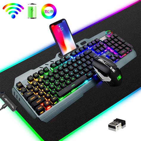 wireless gaming keyboard  mouse combo  kinds rgb led backlit rechargeable pc gaming