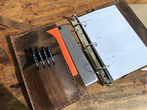 small binder  planner organizer  ring notebook black bridle