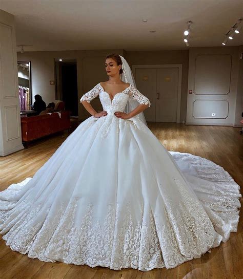 china 1 2 sleeves bridal ball gown lace beaded custom