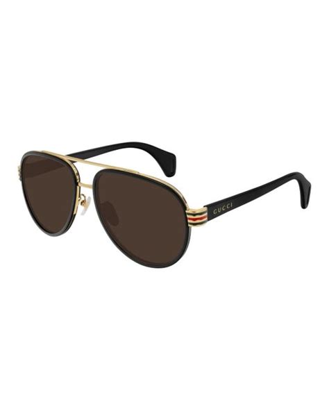 Gucci 0447 Men S Aviator Sunglasses In Black Brown For Men Save 48