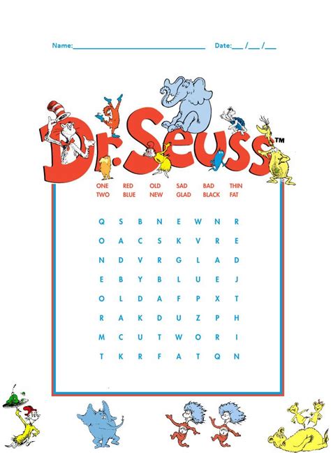dr seuss word search seuss word search words