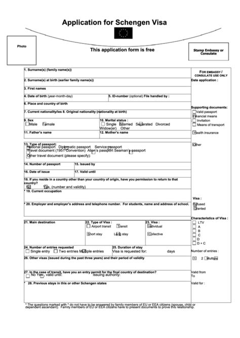 fillable application for schengen visa printable pdf download