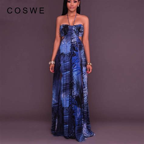 Buy Coswe Sleeveless Summer Beach High Slit Maxi Dress