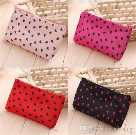 Love Heart Dot Portable Bag Cosmetic Cases Collapsible Storage Bag