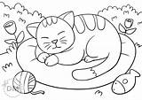 Katze Coloring Ausmalbild Kostenlos Verspielte Ausmalen Malvorlage Kissen Süße Malvorlagen Schlafen Schlafende Ruht Ihrem Ausdrucken Tieren Jetzt Katzenfreunde Runden sketch template