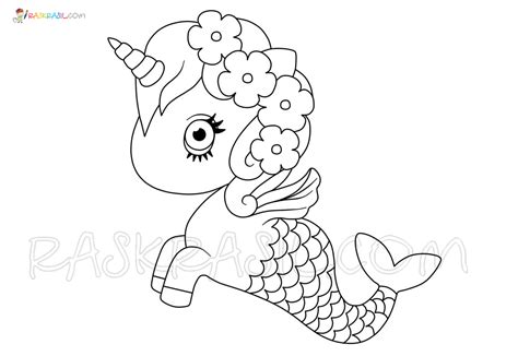 unicorn cute easy mermaid coloring pages easy draw  color mermaid