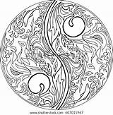 Mandala Yin Yang Coloring Vector Tao Shutterstock Stock Preview sketch template