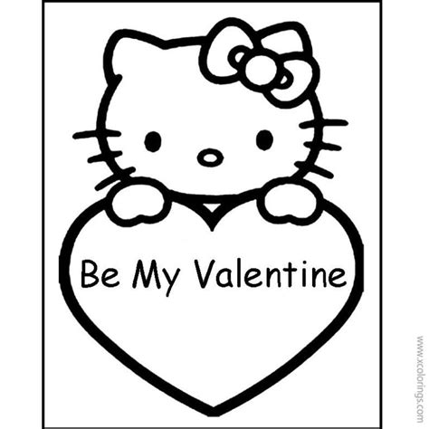 kitty valentines day coloring pages black  white xcoloringscom