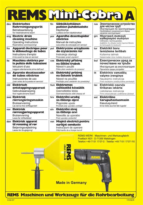 rems mini cobra  operating instructions manual   manualslib