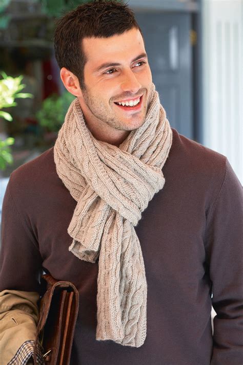 mens cable scarf knitting pattern  knitting network