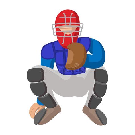 cartoon baseball player catcher stock illustration