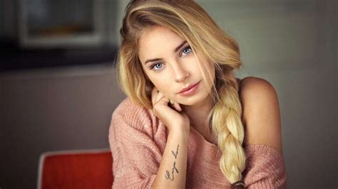 sexy cute and beautiful blue eyed tattooed blonde teen