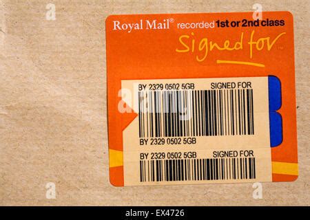royal mail signed  label   posted envelope stock photo alamy