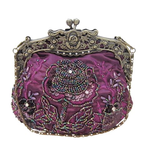 vintage style beaded handbag purple