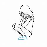 Crying Knees Triste Hugging Easydrawingguides Trace Pencil Crayon Sadness sketch template