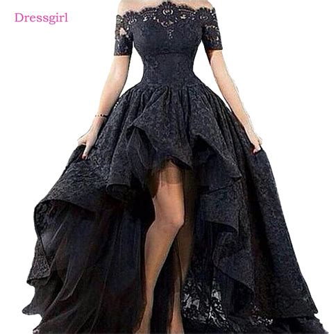 black evening dresses 2019 ball gown short sleeves lace