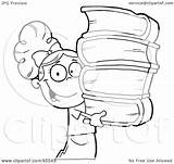 School Books Girl Carrying Stack Outlined Smart Illustration Royalty Clipart Toon Hit Rf sketch template