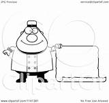 Bellhop Worker Holding Sign Happy Clipart Cartoon Cory Thoman Outlined Coloring Vector 2021 sketch template