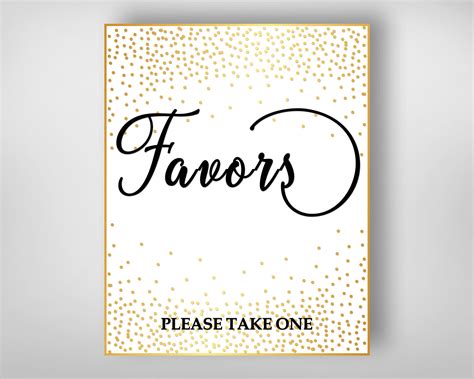 favors sign printable party decoration  poster gold etsy