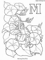 Coloring Fairy Flower Alphabet Pages Fairies Morning Glory Book Colouring Letter Letters Magic Adults Adult Gif Print Elfen Elfes Printable sketch template