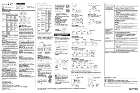 lutron electronics radiora  installation instructions   manualslib