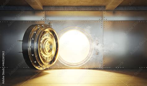 open bank vault door  gold light     stock illustration adobe stock
