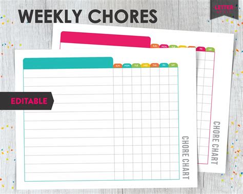 editable printable chore charts   crush russell website