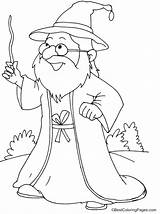 Wizard Coloring Pages Cute Stick Waving Kids Print sketch template
