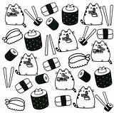 Pusheen Coloring Book Pages Cat Printable Sushi Sheets Color Cute Kawaii Pattern Kids Colouring Barbie Drawing Choose Board Pizza sketch template