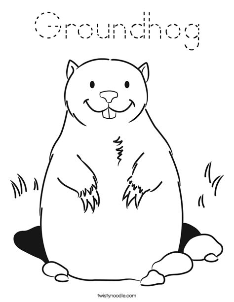 groundhog coloring page tracing twisty noodle