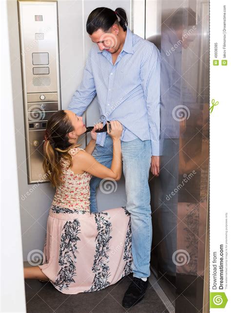 Couple Having Foreplay In Lift Stock Image Image 49938385